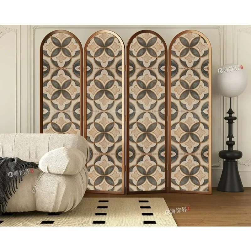#American retro partition, living room folding French medium and ancient style entry, entrance porch blocking decorative backgro