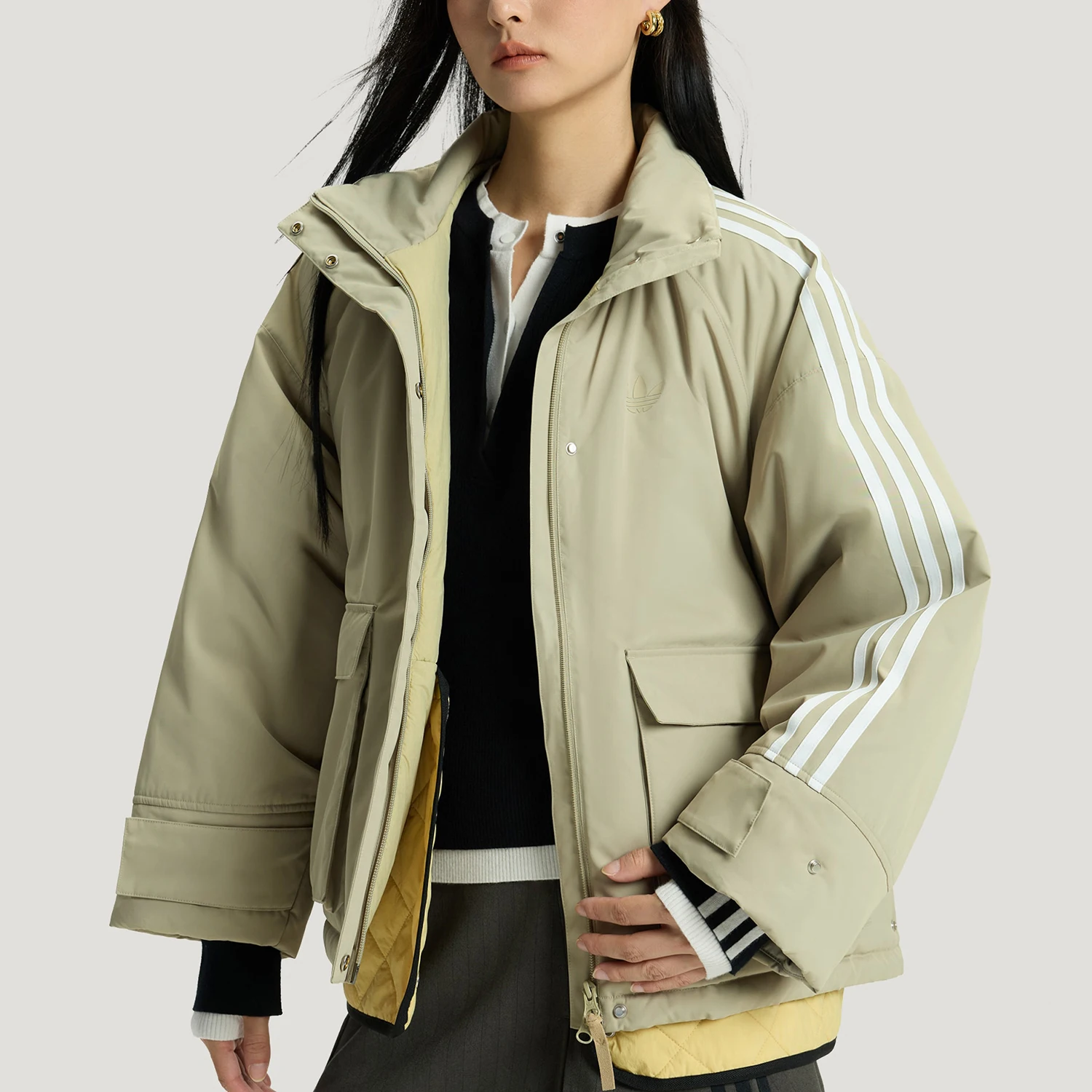 Adidas genuine clover women's warm fake two loose cotton clothes KS5331