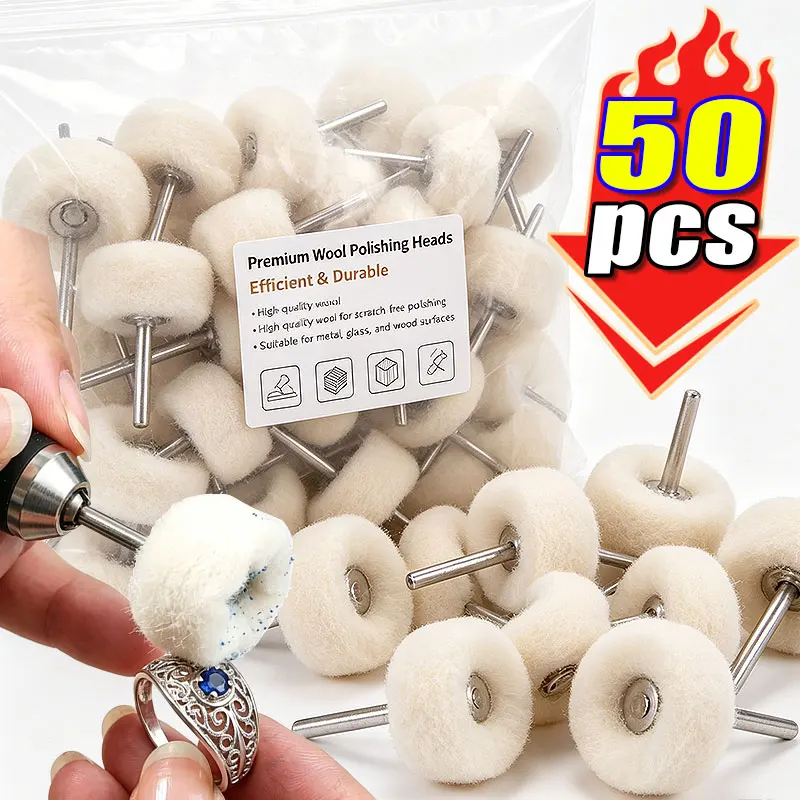 

1/50pcs Polishing Grinding Head Woolen Fabric Soft Jewelry Grinder Long Lasting Attachment Lint Freed Precision Polisher Tools