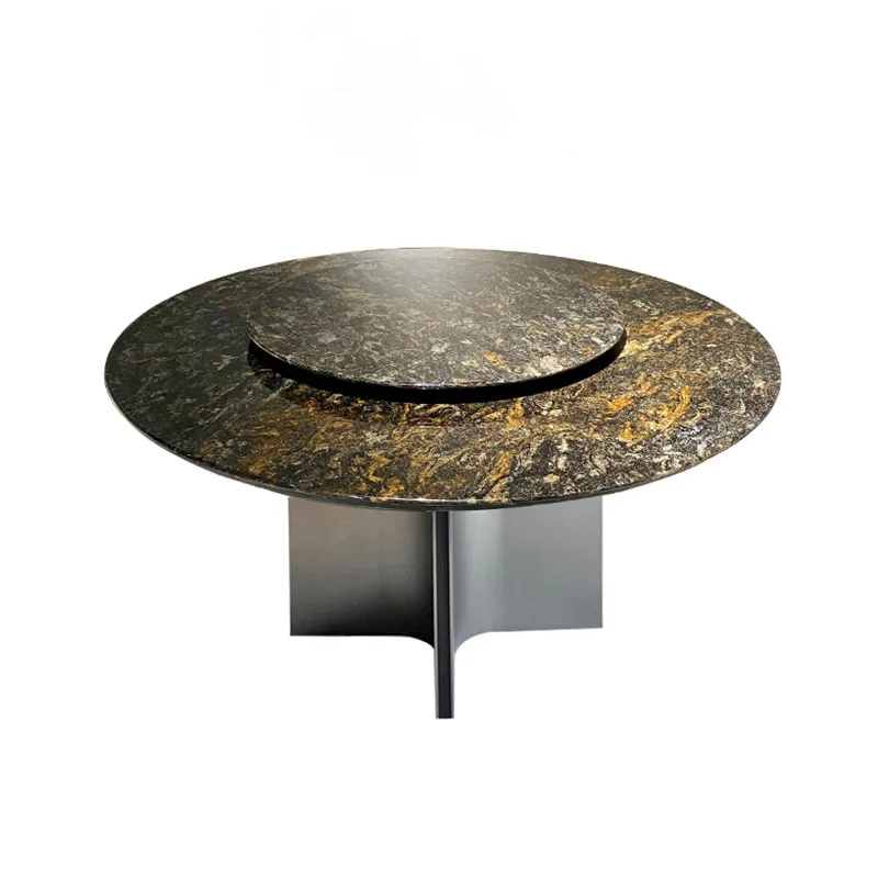 

Platinum diamond marble round dining table Italian minimalist dining table simple modern designer luxury