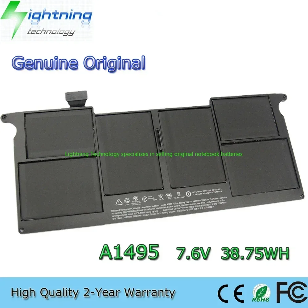 

2025 Year Original A1495 7.6V 38.75Wh Notebook Battery for Apple MacBook Air 11" A1465 Mid 2012 2013 A1406