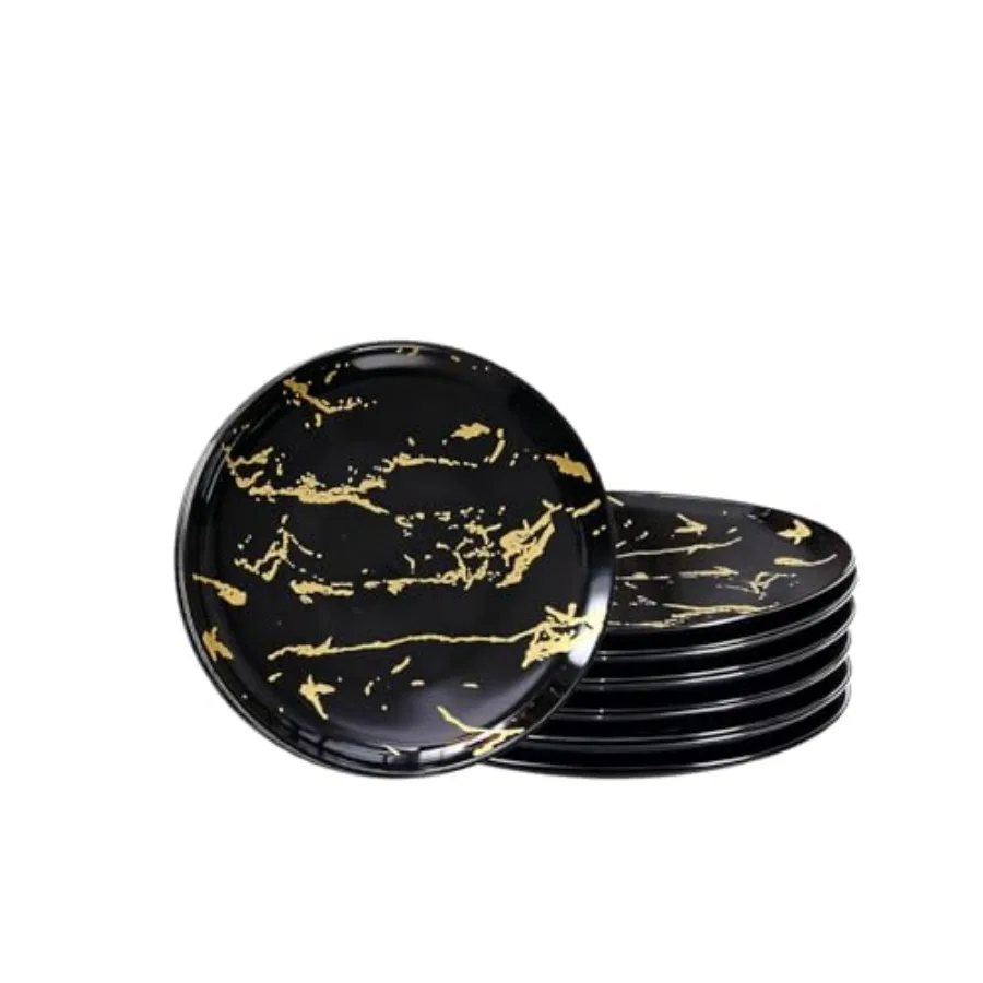 6-Piece Dinner Plate Set Ceramic Plates with Rim Oven and Microwave Safe Elegant Appetizer Salad Dessert Plates for Modern Dini
