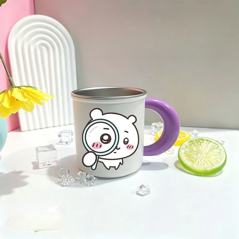 Anime Cartoon Kawaii Chiikawa New Stainless Steel Tooth Glass Mould Proof and Antibacterial Fall Resistance Convenient Practical