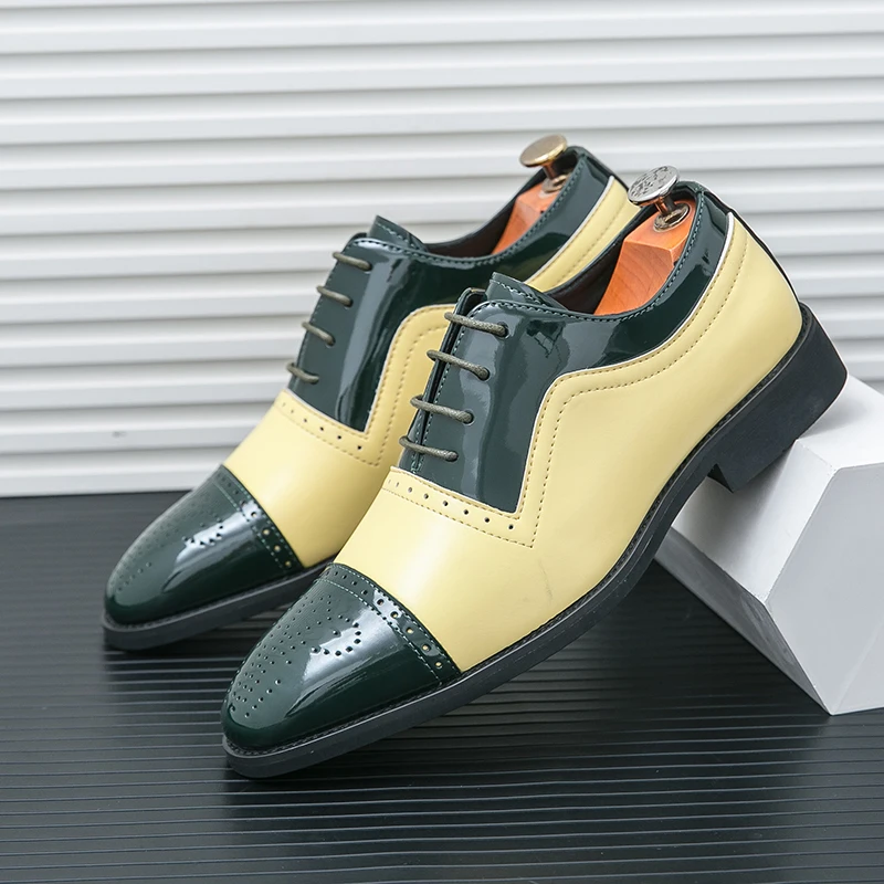 Gentlemen's Leather Shoes Classic Men's British Style Oxford Formal Shoes Genuine Leather Handmade Lace Up Formal Wedding Shoes image 2