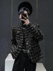 Young Men's Short Style Fragrance Wind Jacket 2024 New Fashion Streetwear Spring Autumn Casual Loose Fit Long Sleeve round Neck