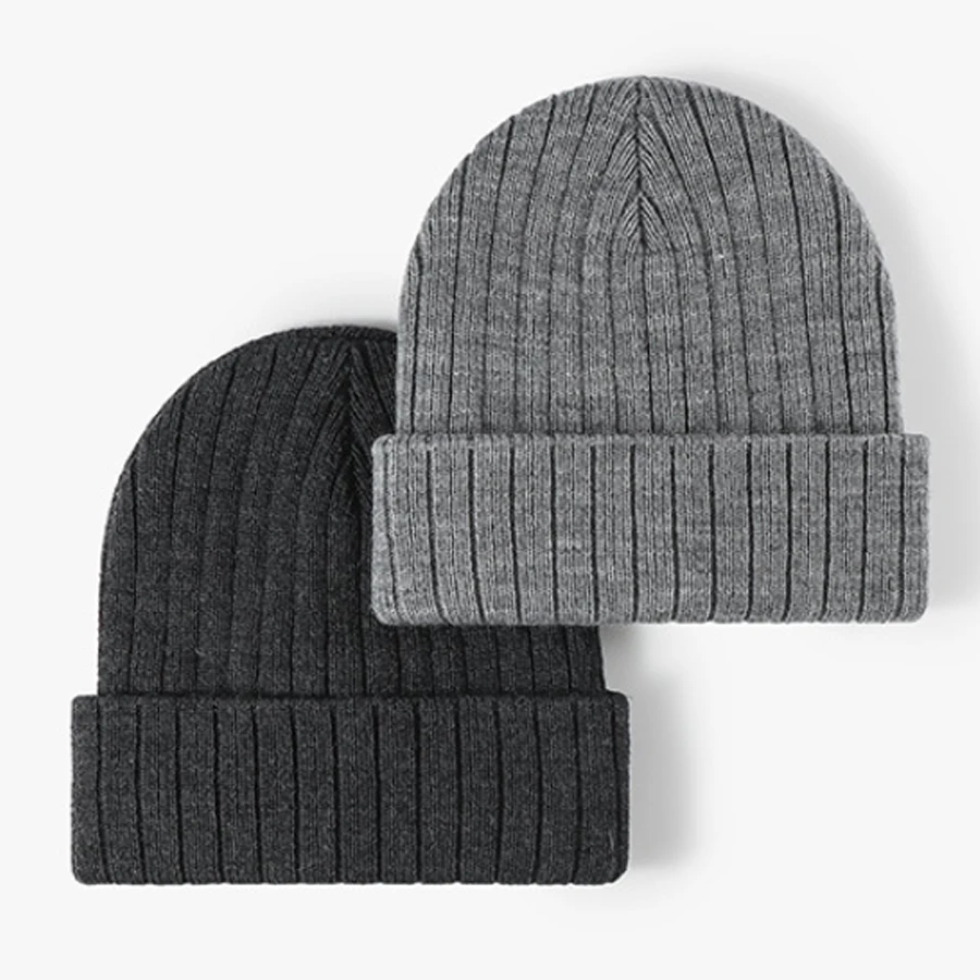 

men hats winter autumn beanies thickened double layers fleece-lined winter caps for men solid color black grey coffee