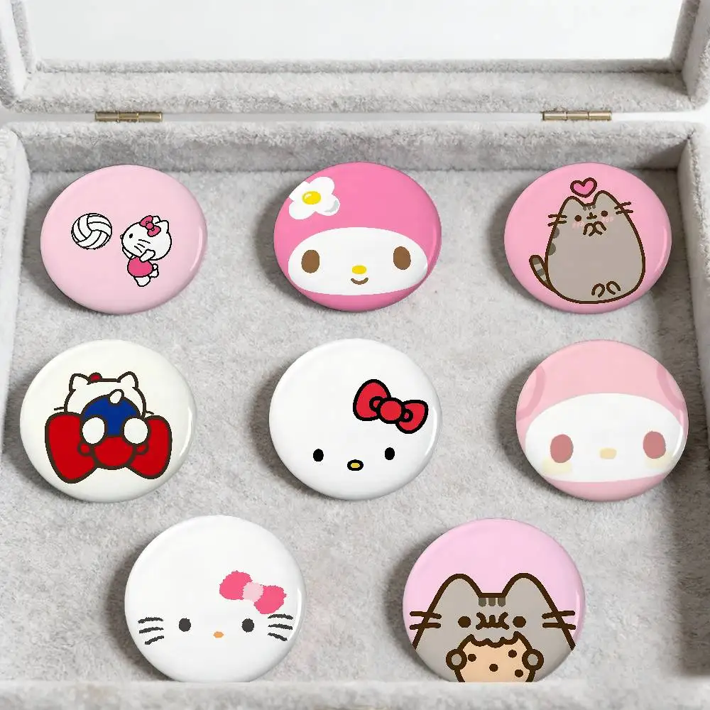 H-hellos-kittys Badges Peripheral Lapel Pins Runde Brosche aus Weißblech für Umhängetaschen-Accessoires, Souvenirgeschenke