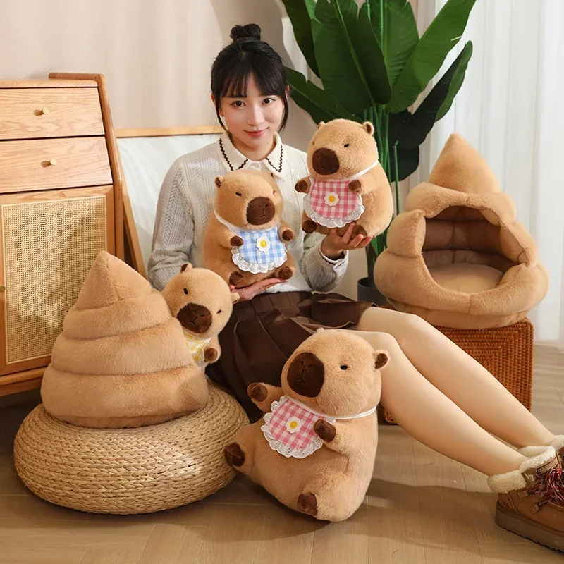 35/45cm Creative Capybara Stuffed Animals Shit Plush Anime Soft Fluffty Doll Xmas Birthday Gift Children Toys Home Decoration