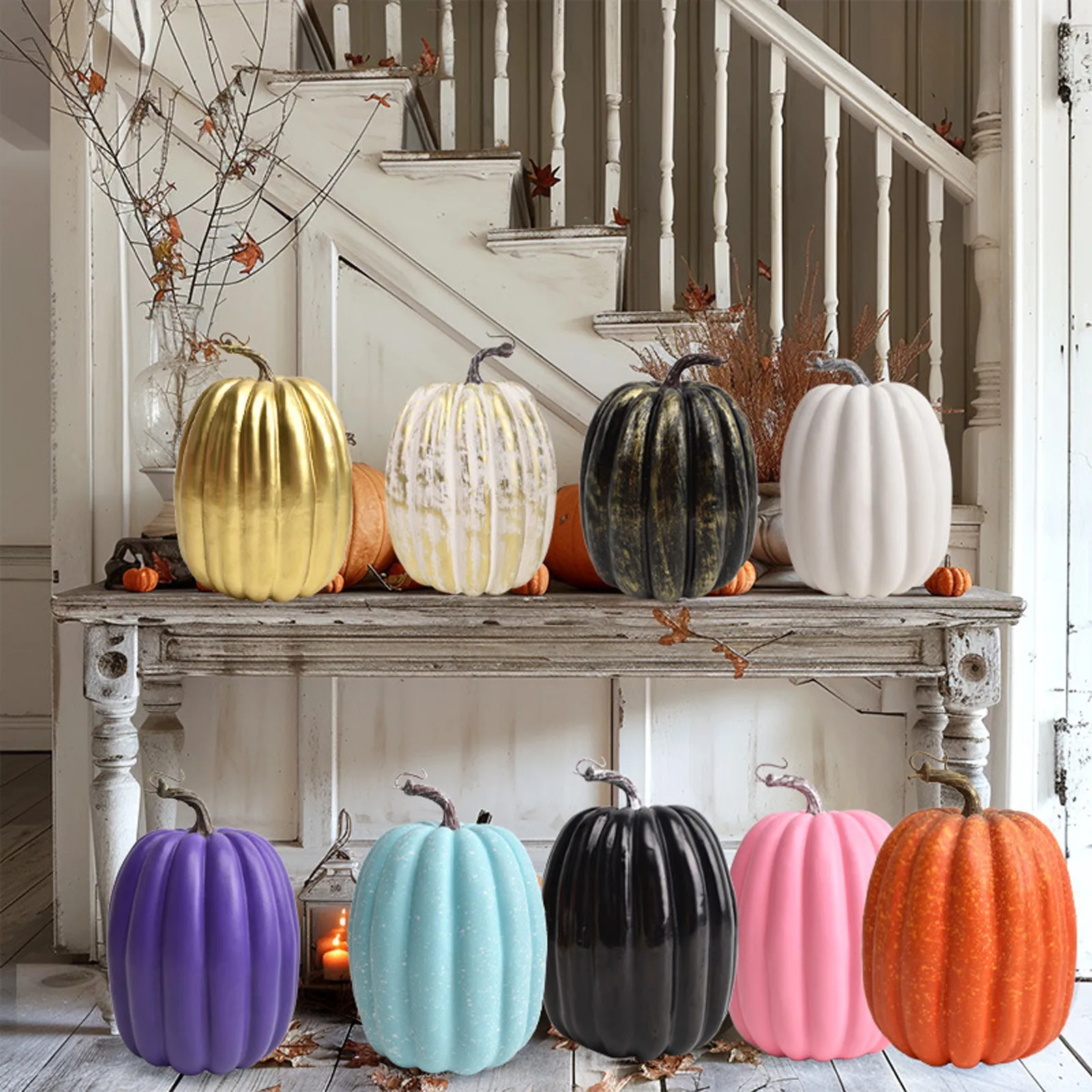 1 PC Autumn Simulation Pumpkin Halloween Thanksgiving Fall Artificial Pumpkin Decoration  Plastic Fake Pumpkin Ornaments Decor