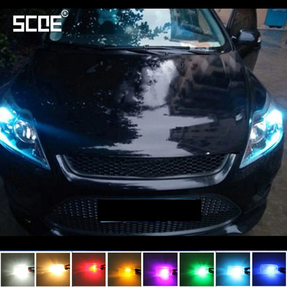 SCOE 2X LED For Ford Focus 2 3 4 1 Fiesta Fusion Purple Green 12SMD Parking Front Side Marker Light Bulb Source Car Styling