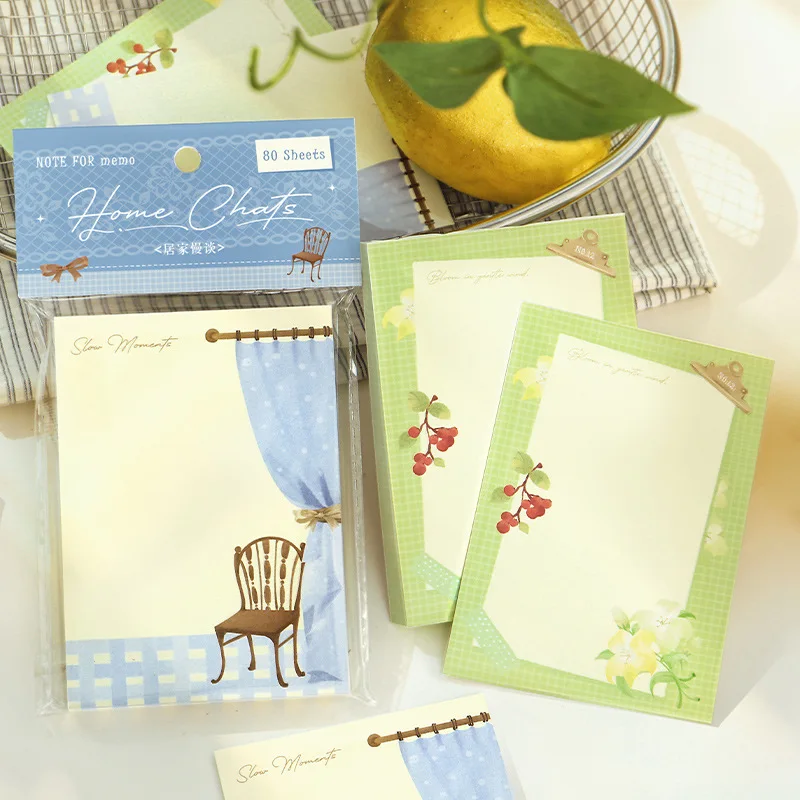 80sticky Notes Semi-idle Hut Series Light Retro and Versatile Message Note Handbook Decoration Material Notepad Cute Sticky Tabs