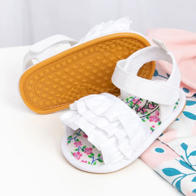 Infant Baby Shoes Girl Flats Sandals Soft Sole Anti-Slip Summer Bowknot Dot Stripe Lace Crib Shoes Newborn First Walker Hot Sale