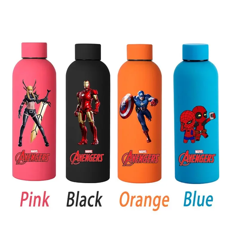 Marvel Insulated Cup Sports Small Mouth Bottle Iron Man Colour 4 Double-layer Vacuum Stainless Steel Cola Coffee Frosted Bottle