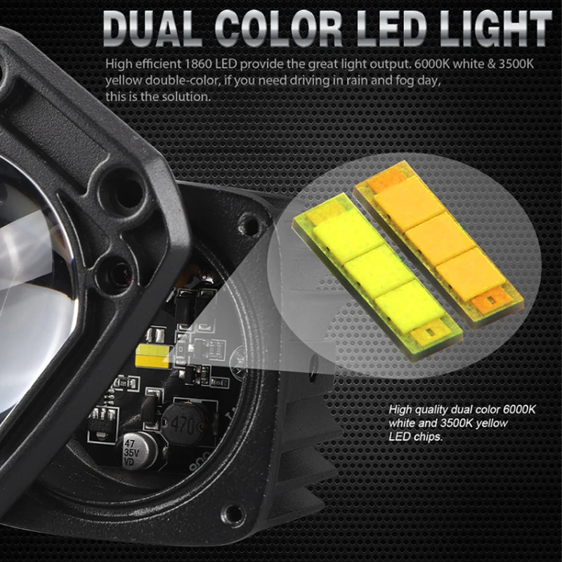 3 Inch Led Work Spotlights 24V 12V Car DRL Lights LED 6000K/3500K Fog Lens Motorcycle Spotlight For Jeep Wrangler 4x4 Off Road