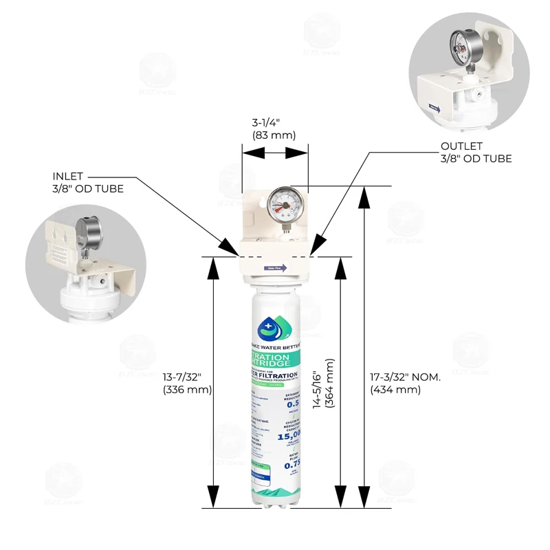 Arctic Pure Plus Single Cartridge Ice Machine Water Filtration System for Manitowoc, 15,000 Gal Capacity,AR-10000-P