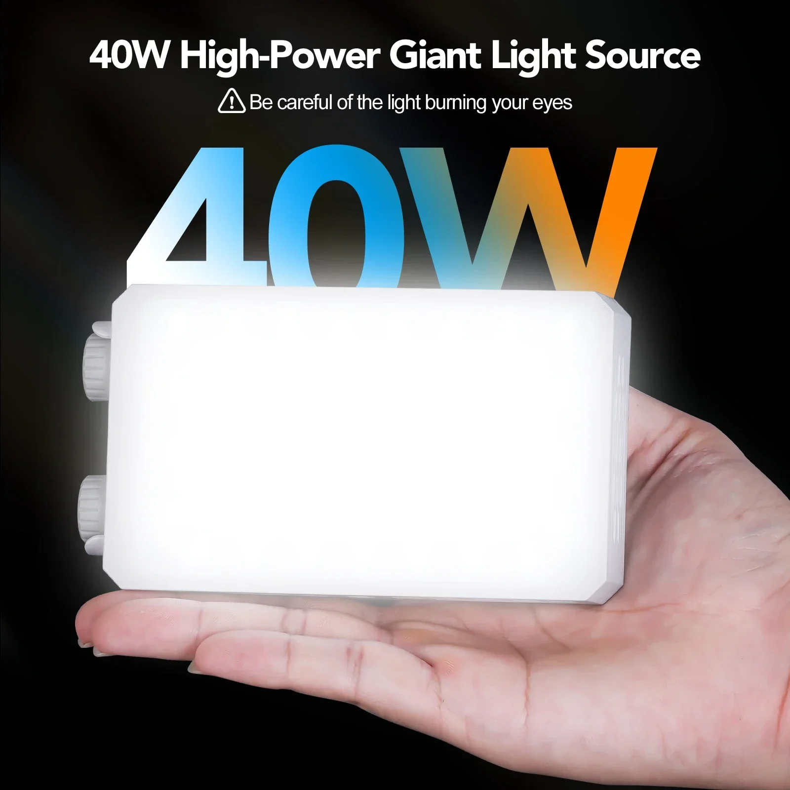 40W LED Camera Light CRI/TLCI 96+ 2700-6200K Bi-Color 6400mAh Photo Studio Video Lamp Handle Portable onCamera Photography Light