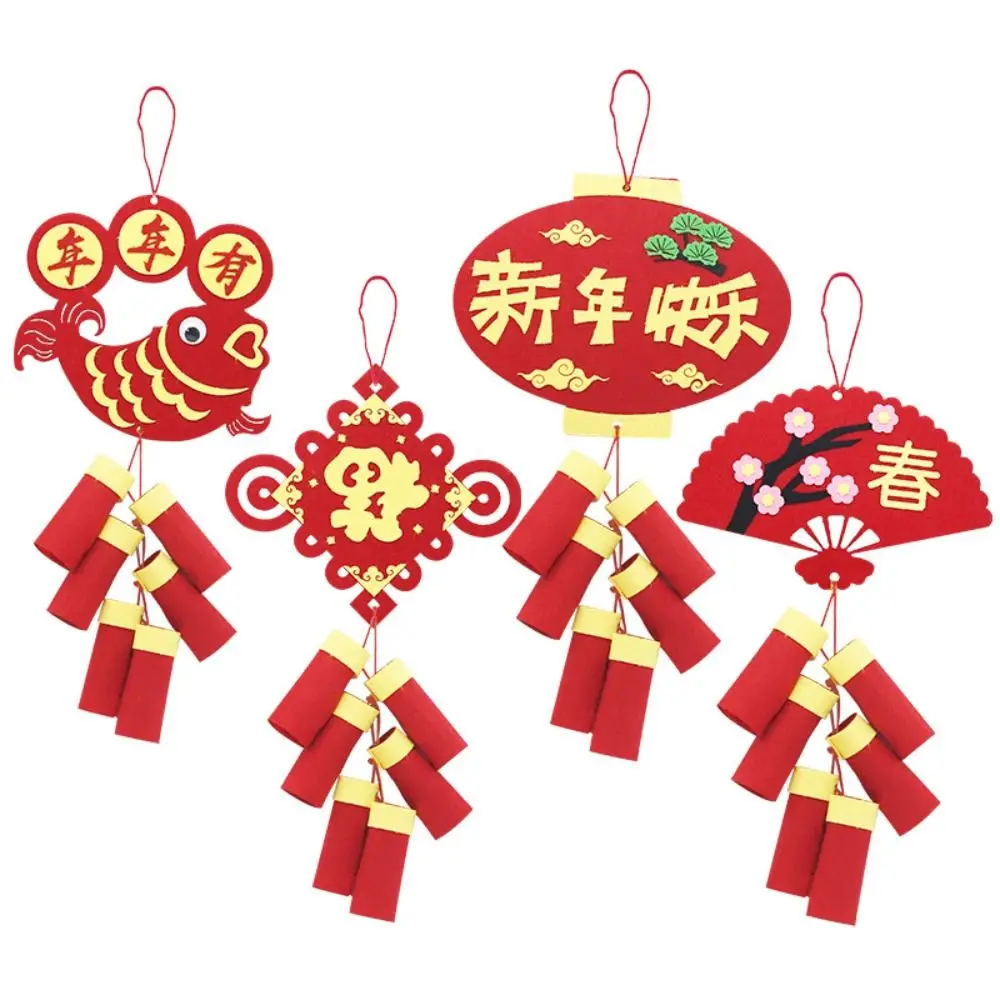 Crafts Chinese Style Decoration Pendant DIY Toy Maroon New Year Educational Toys Layout Props with Hanging Rope