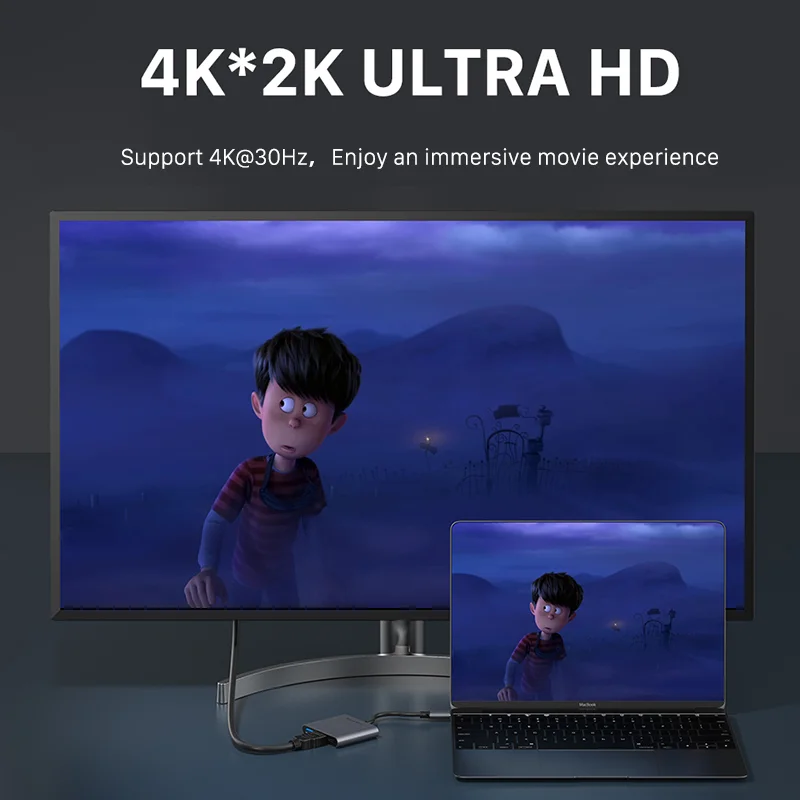CABLETIME 3 IN 1 USB C to HDMI Hub USB 3.0 Dock 4K@30Hz 5Gbps Transmission Speed PD60W Fast Charging for Laptop Monitor