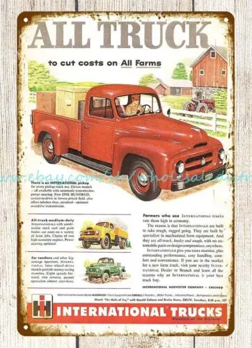 art decor 1955 IH International farm truck Country Farm House metal tin sign