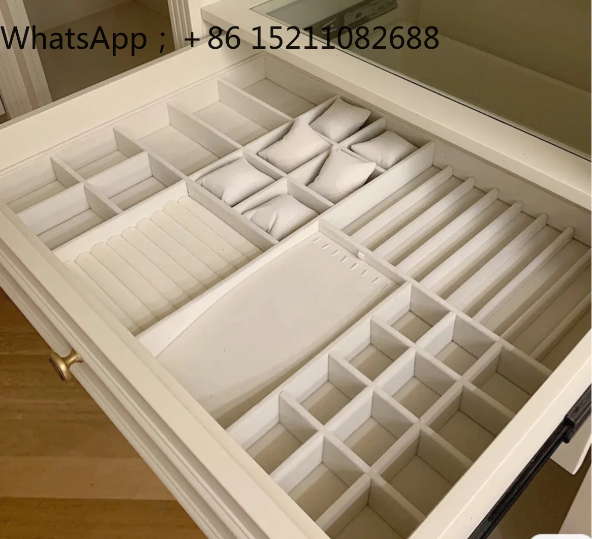 LLY Multifunctional Jewelry Storage Box Ring Necklace Jewelry Tray Dresser Drawer Divide Flannel Delicate