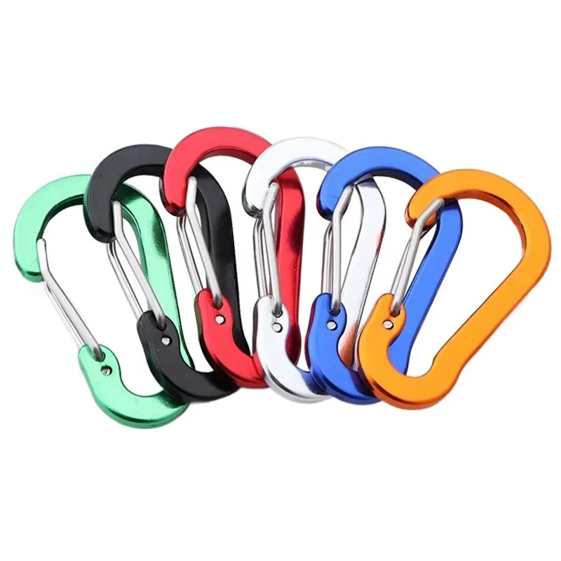 6Pcs Aluminium Legierung Karabiner Schlüsselbund Outdoor Camping Klettern Snap Clip Lock Schnalle Haken Angeln Zubehör Tragbare Werkzeuge TMZ – Detail 6