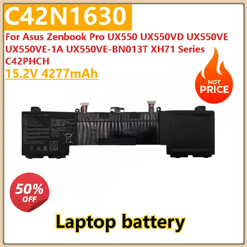 

Replacement Laptop Battery C42N1630 15.2V 4277mAh For Asus Zenbook Pro UX550VE-1A /BN013T XH71 UX550 UX550VD UX550VE Series