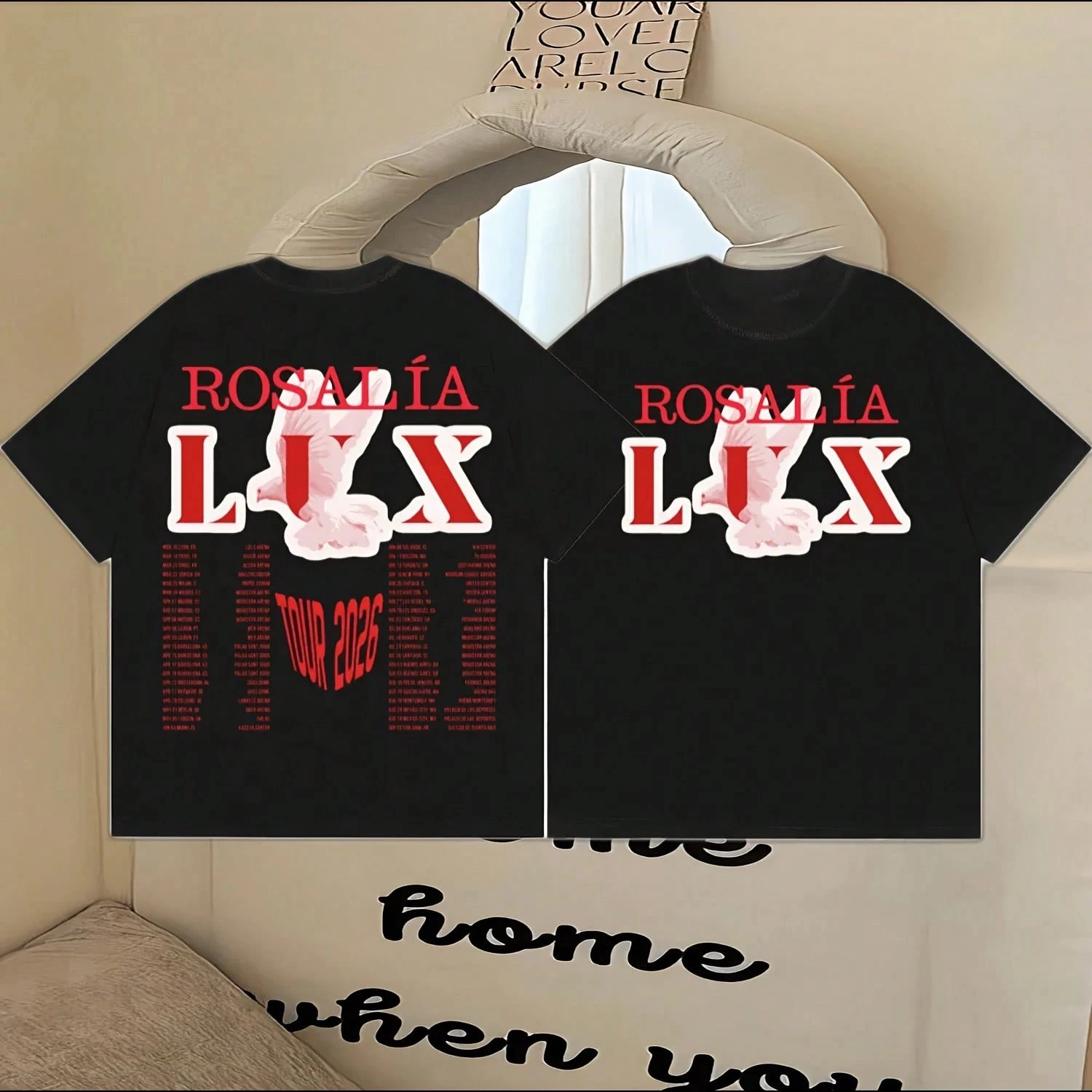 Rosalia Lux Flamenco Tour Dove Vintage Graphic Tee T Shirt Men's Women's Unisex Cotton Retro Cool Oversized Short Sleeve Top