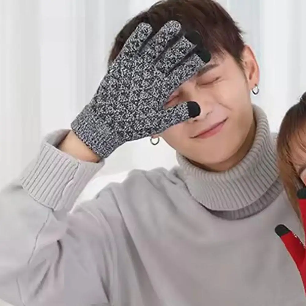 

Outdoor Cycling Driving Glove Women Men Warm Winter Wool Cold Finger Knitted Full Warm Screen Gloves Wool Gloves Touch Y8H6