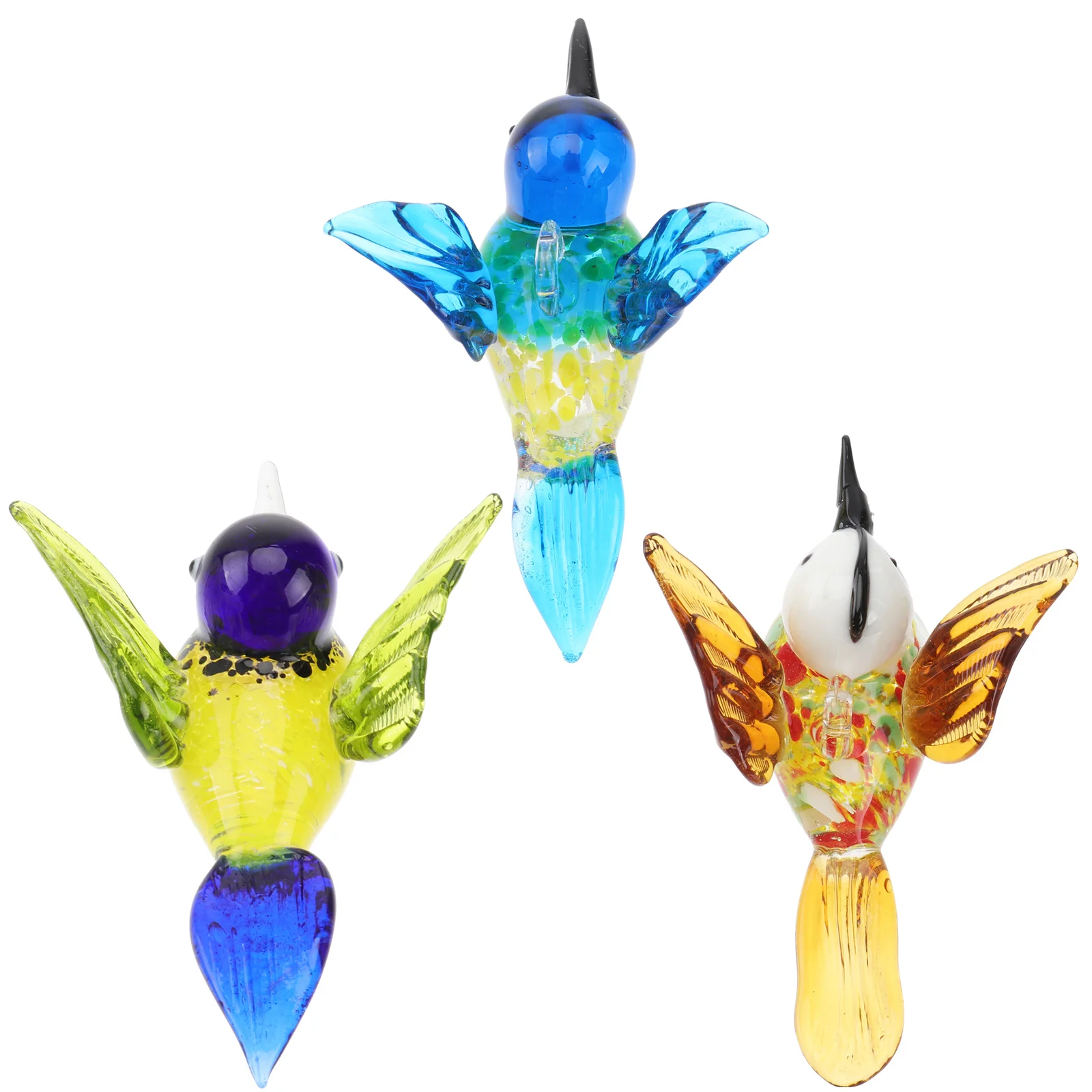 

3Pcs Hummingbird Ornament Glass Colorful Hanging Decoration for Home Garden Table Desk Display Crystal Bird Hummingbird Ornament