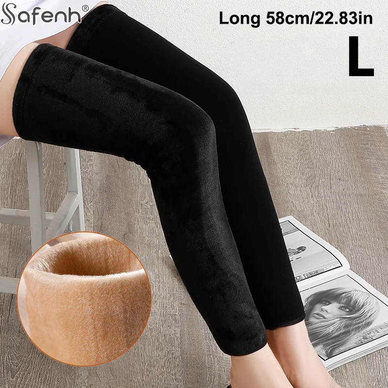 1 paio di peluche addensato inverno caldo ginocchiera anti freddo in pile protezione del ginocchio stoccaggio del calore sport anziani gamba fredda ginocchiera supporto