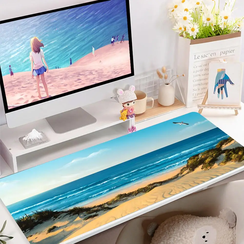 Computer Mousepad Ocean Gaming Wireless Keyboard Wave Mouse XXL Gamer Table Pads Pad Rug Beach Office Desktop Large Cushion Big