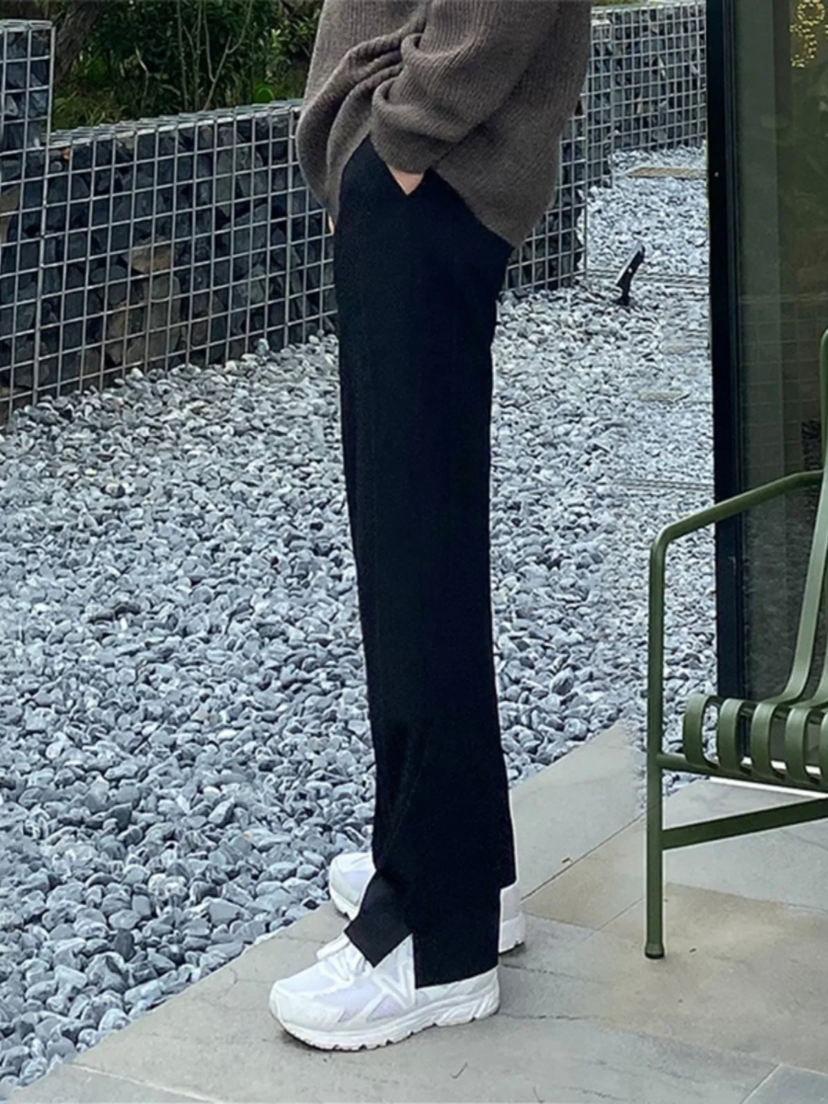 

Loose Straight Leg Suit Pants Men's Faion Casual Trousers Korean Sle Side Slit Long Pants Versatile Draped Loose Leisure ...