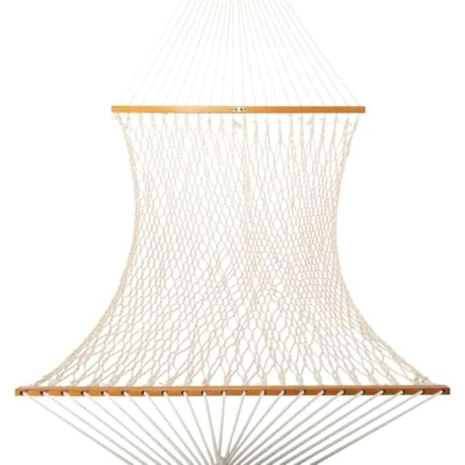 Large Oatmeal DuraCord Rope Hammock – 13 ft. x 55 in., 2-Person, 450 lb Capacity, Oak Spreader Bar, Zinc-Plated