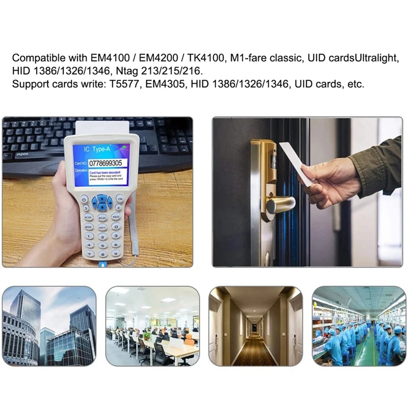 RFID Reader Writer Duplicator 10 Frequency NFC Smart Card Programmer 125Khz 13.56Mhz Encrypted Decoder Writable Key