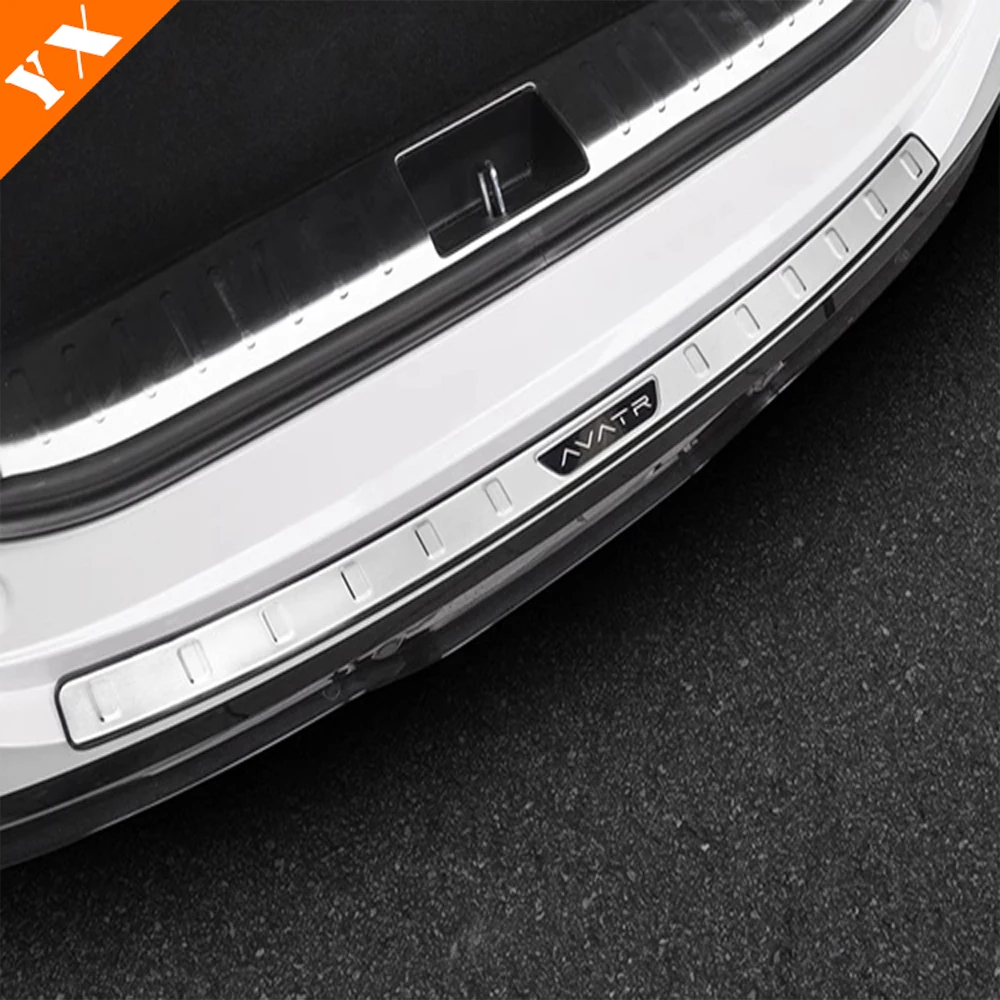 For Changan AVATAR 12 2023-2024 Black Exterior Car Accessories Rear Trunk Protector Plate Anti Hit/Dust Sill Cover Stainless