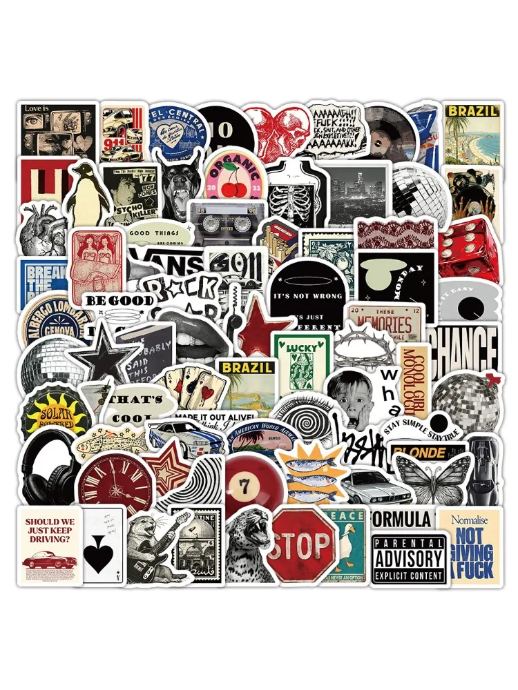 103 Blatt Amerikanische Vintage-Aufkleber, Retro-Ästhetische Dekorative Sticker für Handyhüllen, Laptops, Tagebücher, Papierhandwerk