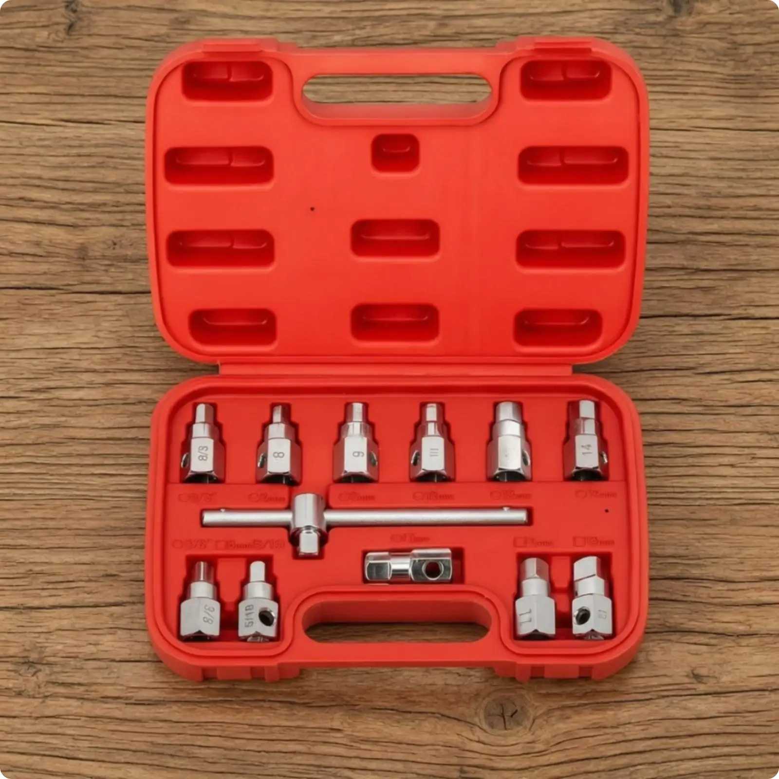 Quenched Steel Oil Drain Plug Wrench Kit with 160mm Sliding Handle for Auto Service and Repair Shop