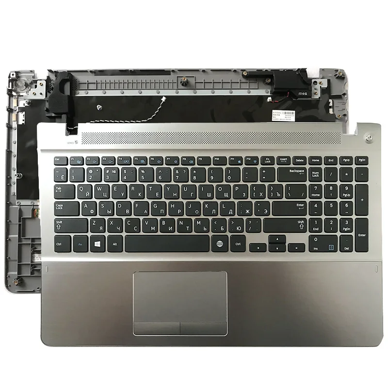 NEW Palmrest For Samsung NP470R5E NP510R5E Laptop Palmrest Upper Case RU Keyboad Silver