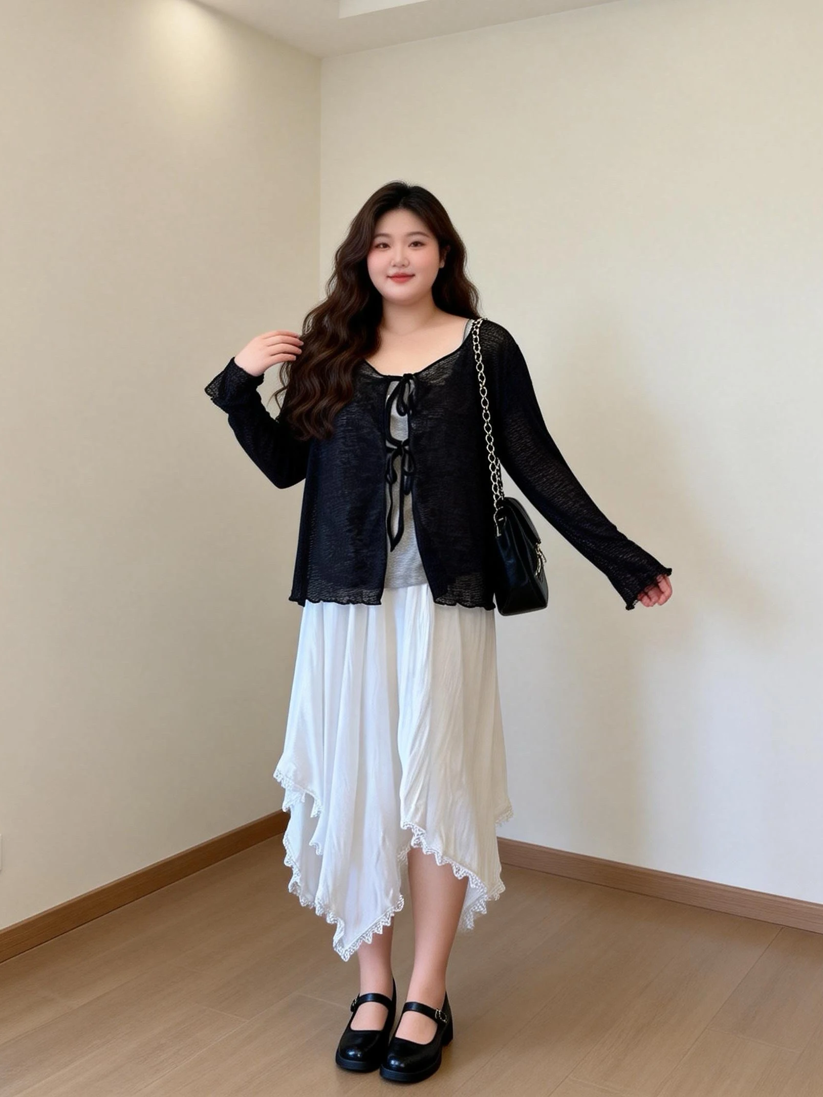 

Korean Sle Big Size Women's irt Set Belted Spring Casual Cotton Blend High Waist Loose Fit Long Sve Knot Top