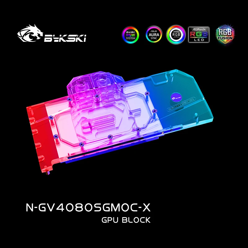 Imagem -06 - Bykski-gpu Water Block para Gigabyte Geforce Rtx 4080 Placa Gráfica Super Watercooler 5v 3pin Argb Sync N-gv4080sgmoc-x