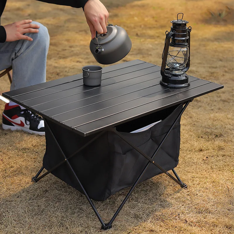 Neue klappbare Aluminium legierung Licht grill Outdoor tragbare Picknick tisch selbst fahrende Camping Aluminium platte Tisch groß