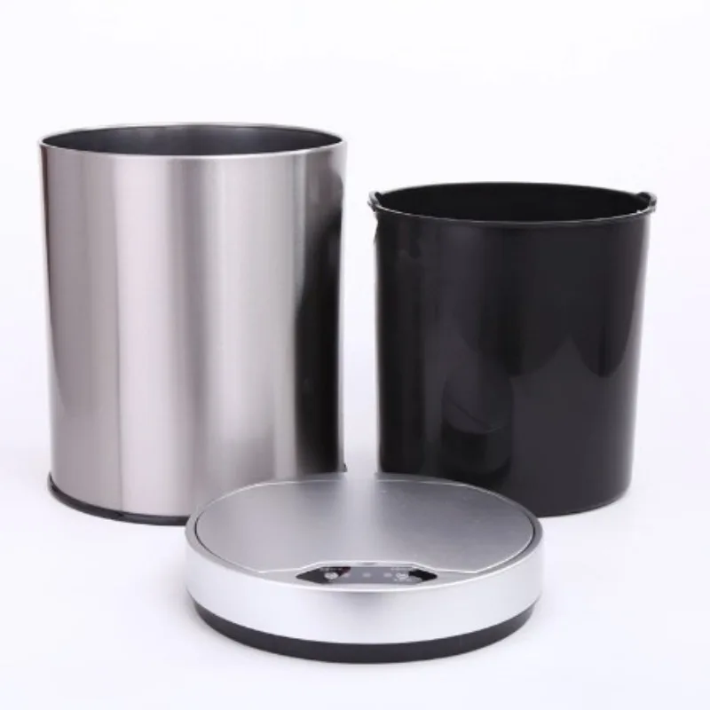 Stainless Steel Shell Indoor Waste Bins Household Silent Intelligent Sensing Trash Can Waterproof Cleaning Tool Accessories