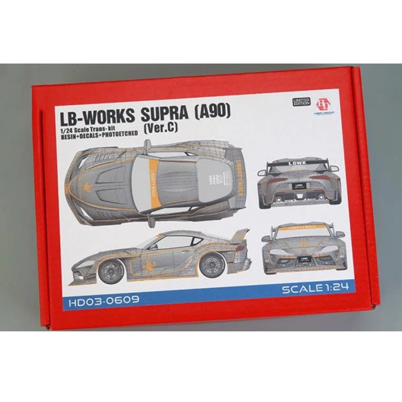 Hobby Design 1/24 HD03-0609 LB-Works Supra (A90)(Ver.C) Trans- (Resin+PE+Decals+Metal parts+Metal Logo) Model Car Modifications