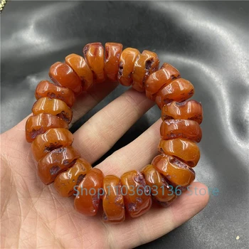 男性用ビーズブレスレット、ハンドジュエリーアクセサリー、ファッション、爆発、天然、詩、古い石、abacus、黄色のバングル、beesWax