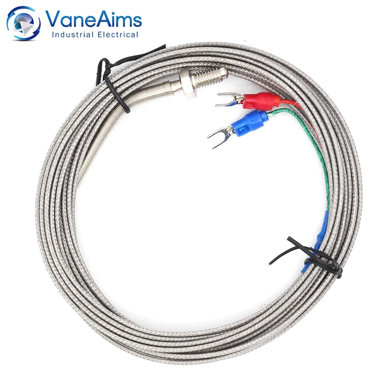 Thread M6 Screw Thermocouple Type K J PT100 0.5M 1M 2M 3M Cable Wire High Temperature Sensor 0-400℃ For Temperature Controller