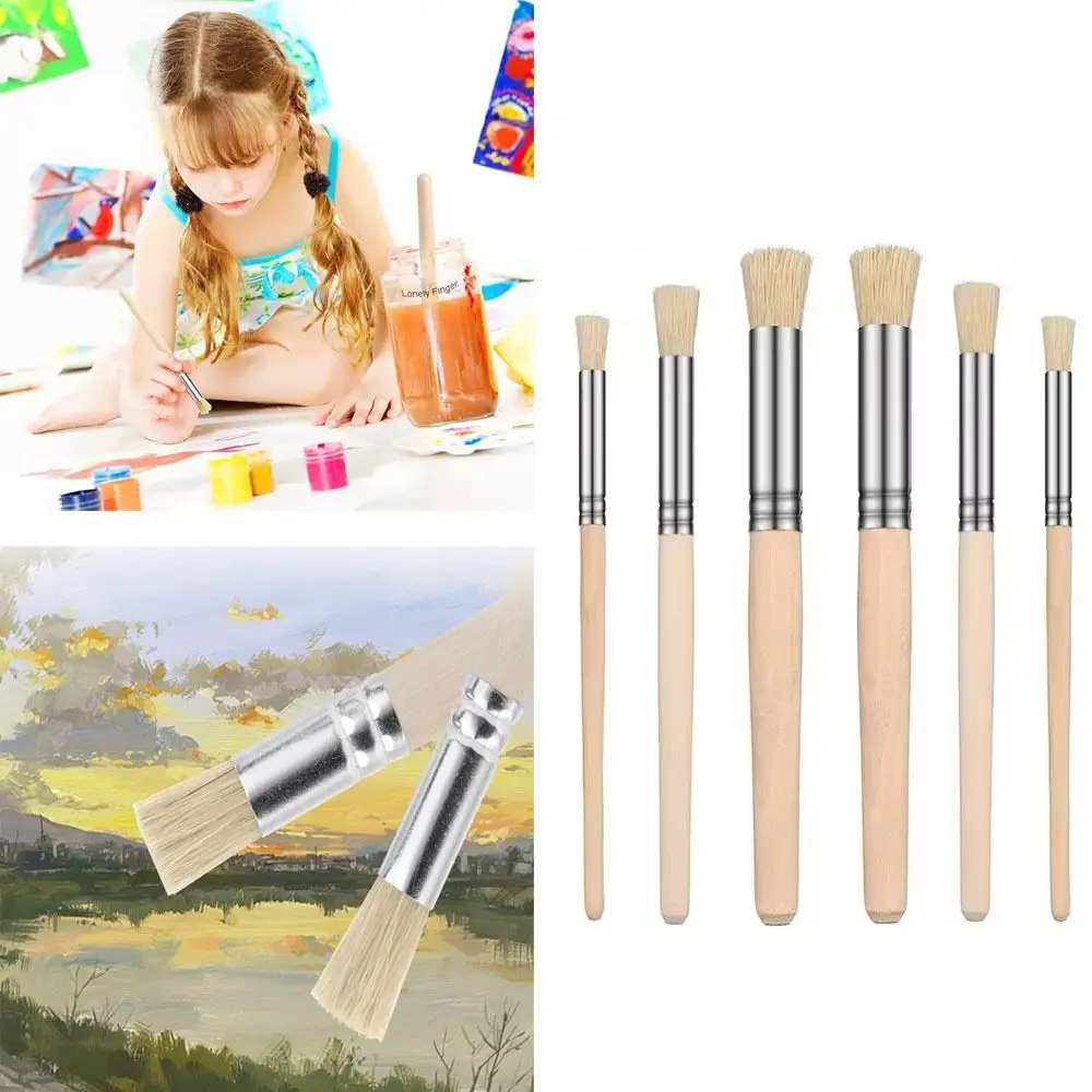 

Bristle Hair Wooden Handle Stencil Paint Brushes DIY Crafts Professional Watercolor Oil and Acrylic Painting Pen Paintbrushes