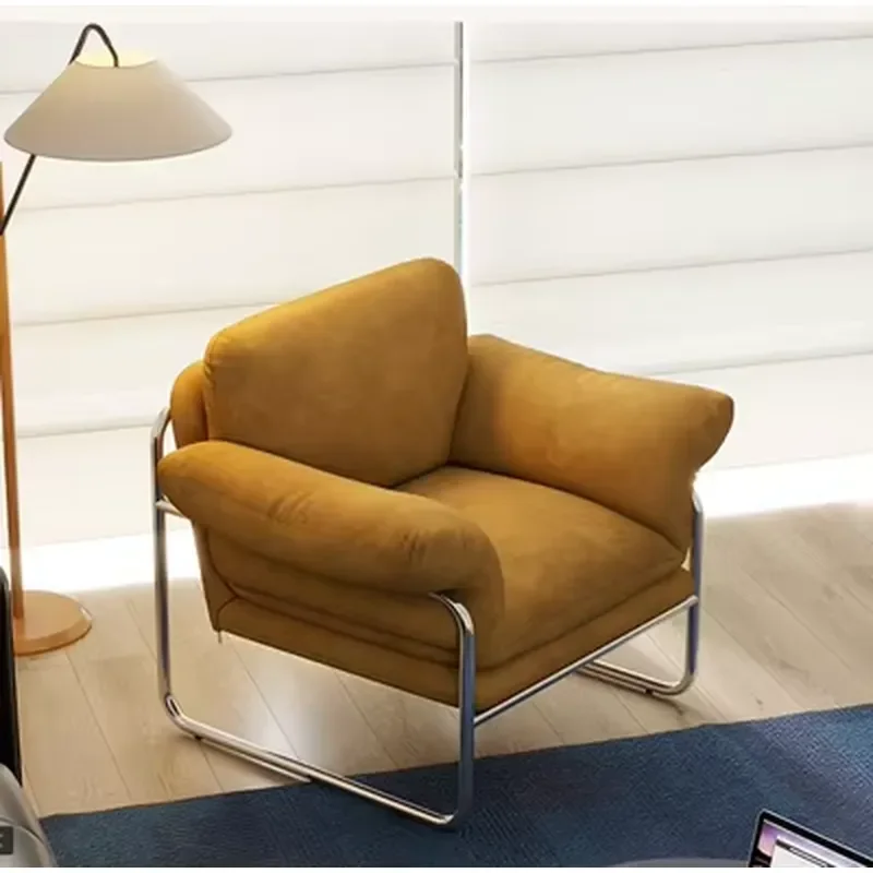 Medieval Style Single Armchair with Detachable Armrests Velvet Recliner for Family Living Room Minimalist Chair