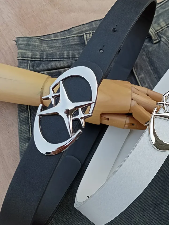 Stylish Oval Cross Metal Buckle Belt Durable, Simple, Universally Compatible - Unisex Gift Idea For Men And Women_maomaolike.com