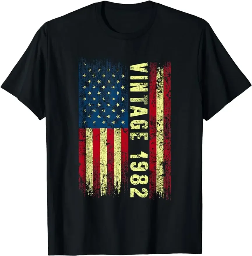 Unisex Style Shirts for Women Men's Graphic T-Shirts Celebrate Your 41st Birthday with Our VINTAGE 1982 Flag T-Shirt  redtube