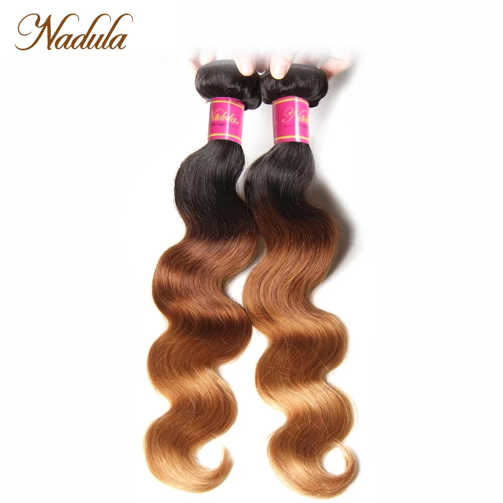 Nadula Hair Brazilian Body Wave Human Hair Bundles 1B-4-27 Ombre Remy Hair Weaves Body Wave Ombre Hair Bundles